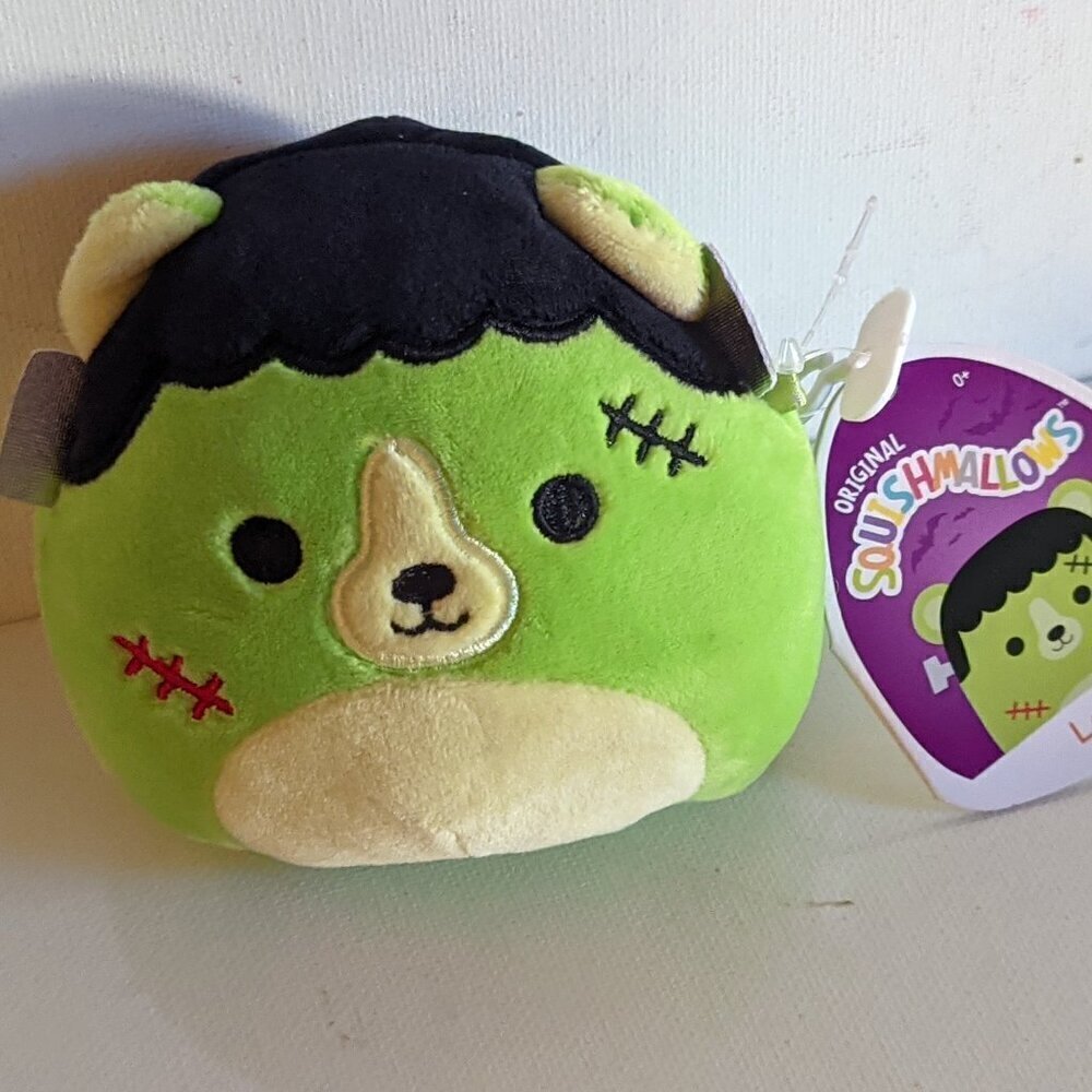 NWT 4" Len Green Frankenstein Bear Squishmallows Halloween Goth Mini Plush NEW